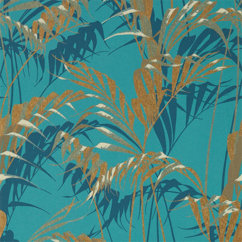 PALM HOUSE  -  Teal/Gold