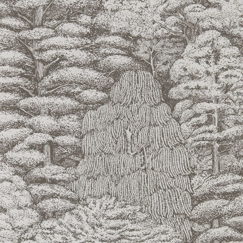 WOODLAND TOILE  -  Ivory/Charcoal